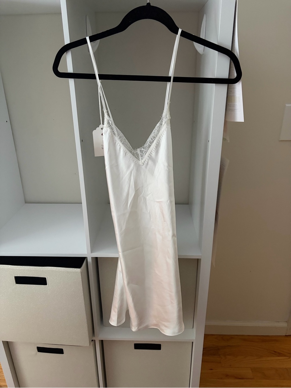 NWT White silk and lace lingerie mini dress